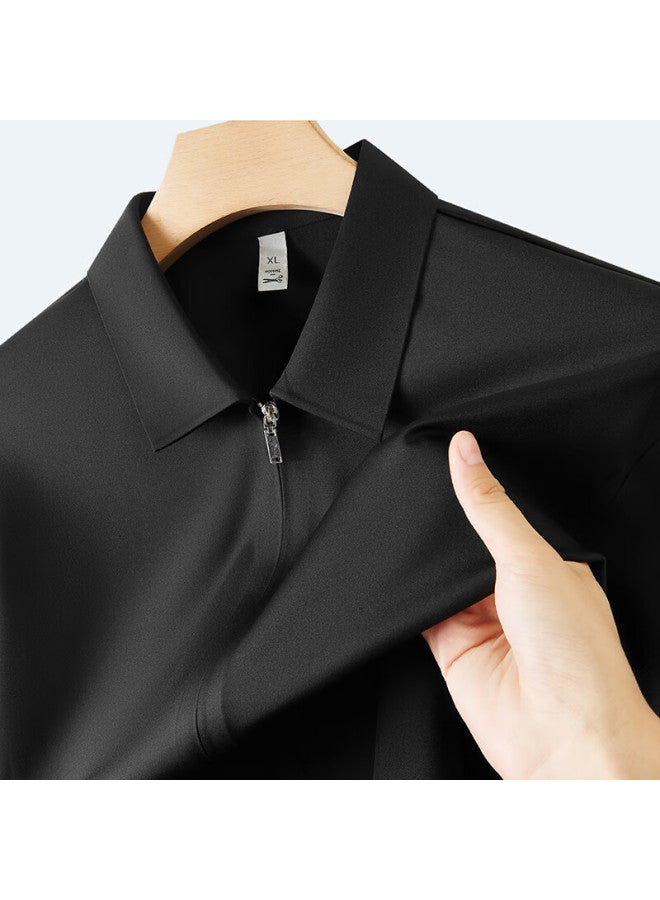 Ayoupang Multifunctional Plus Size Business Polo Shirt With Zipper Placket Long Sleeve Shirt White 5XL 210-240 Jin - Image 3