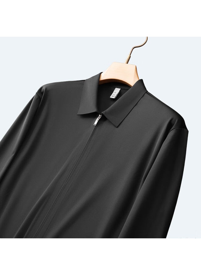 Ayoupang Multifunctional Plus Size Business Polo Shirt With Zipper Placket Long Sleeve Shirt White 5XL 210-240 Jin - Image 2