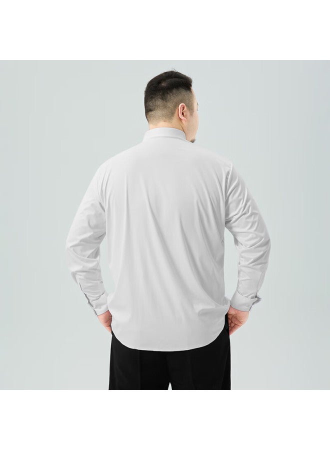 Ayoupang Multifunctional Plus Size Business Polo Shirt With Zipper Placket Long Sleeve Shirt White 5XL 210-240 Jin - Image 5