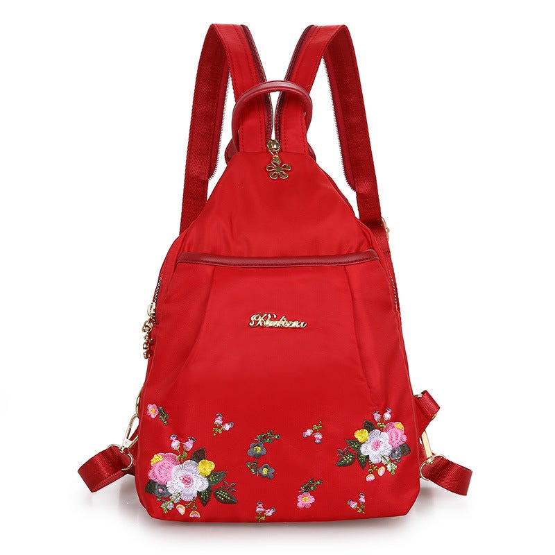 2024 Womens Printed Backpack Large Capacity Red 