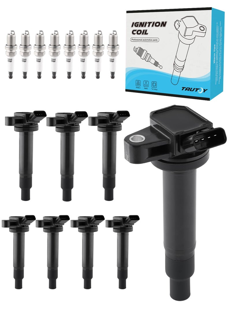 TAUTOY توتوي UF493 UF230 ملف الإشعال 4504 شمعات الإشعال لسيارات لكزس GS430 LS430 SC430 4.3L 2001-2010, LX570 5.7L 2008-2009, GX470 LX470 لتويوتا 4Runner لاند كروزر سيكويا تندرا 4.7L 1998-2009, 8 قطع - Image 1