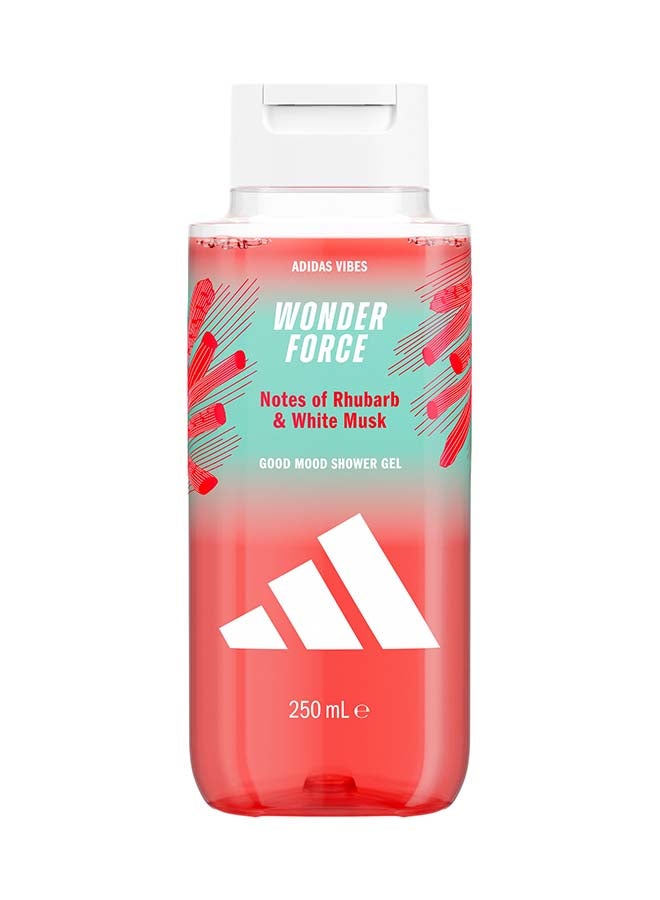 Adidas Vibes Wonder Force Shower Gel, Rhubarb & White Musk, 250ml