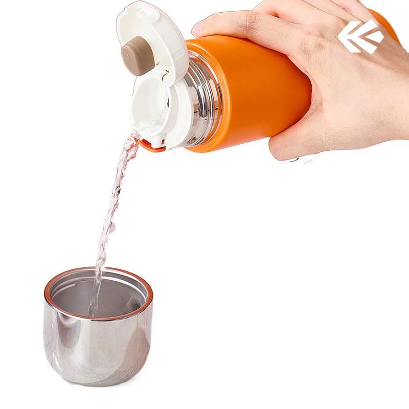 قارورة مياه معزولة، باللون الأبيض ستانلس ستيل وجدار مزدوج، أبيض، 480 ml، مناسب للتنقل من الستانلس ستيل - Image 3