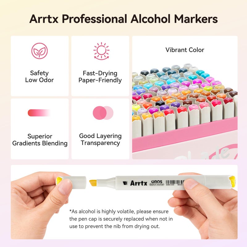 Arrtx Alcohol Markers 160 Color Set, Dual Tip Brush and Chisel, Professional Alcohol-Based Art Markers for Artists, Adults, Beginners, Ideal for Sketching,Illustration - Image 2