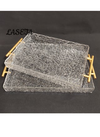 With Gold Polished Metal Handles wavy pattern Clear Acrylic Tray  Set of 2, Decorative Serving Tray for Coffee Table, Tea, Storage  Rectangular - pzsku/Z6FACF3D8984B66E6B128Z/45/1751651539/b0785cd9-0ad6-4ef2-9497-035a1522da4a