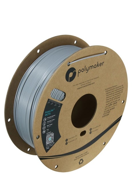 Polymaker PETG Filament 1.75mm, 1kg Strong PETG Grey Filament Cardboard Spool - PolyLite PETG 1.75mm Grey 3D Printer Filament, Print with Most 3D Printers Using 3D Filaments