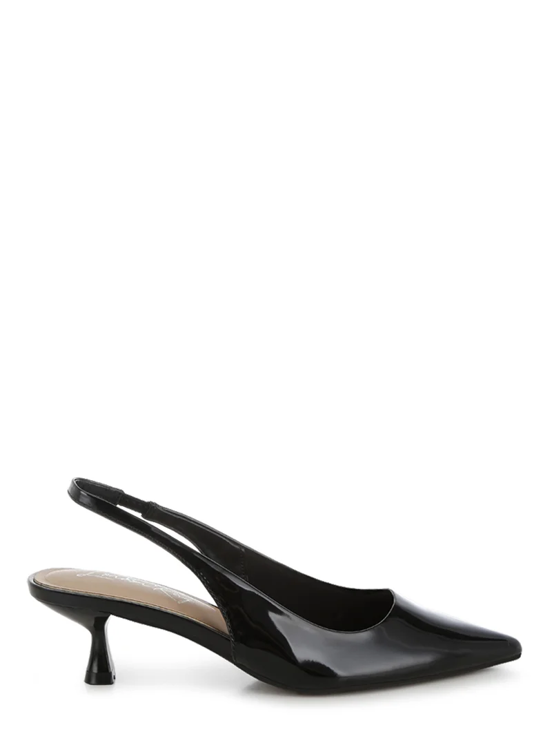 London Rag Kitten Heel Slingback Sandals in Black