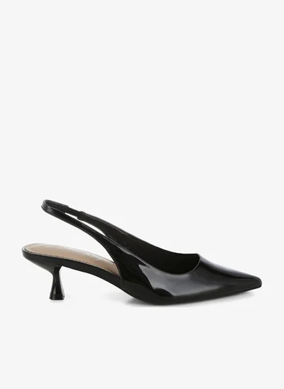 London Rag Kitten Heel Slingback Sandals in Black
