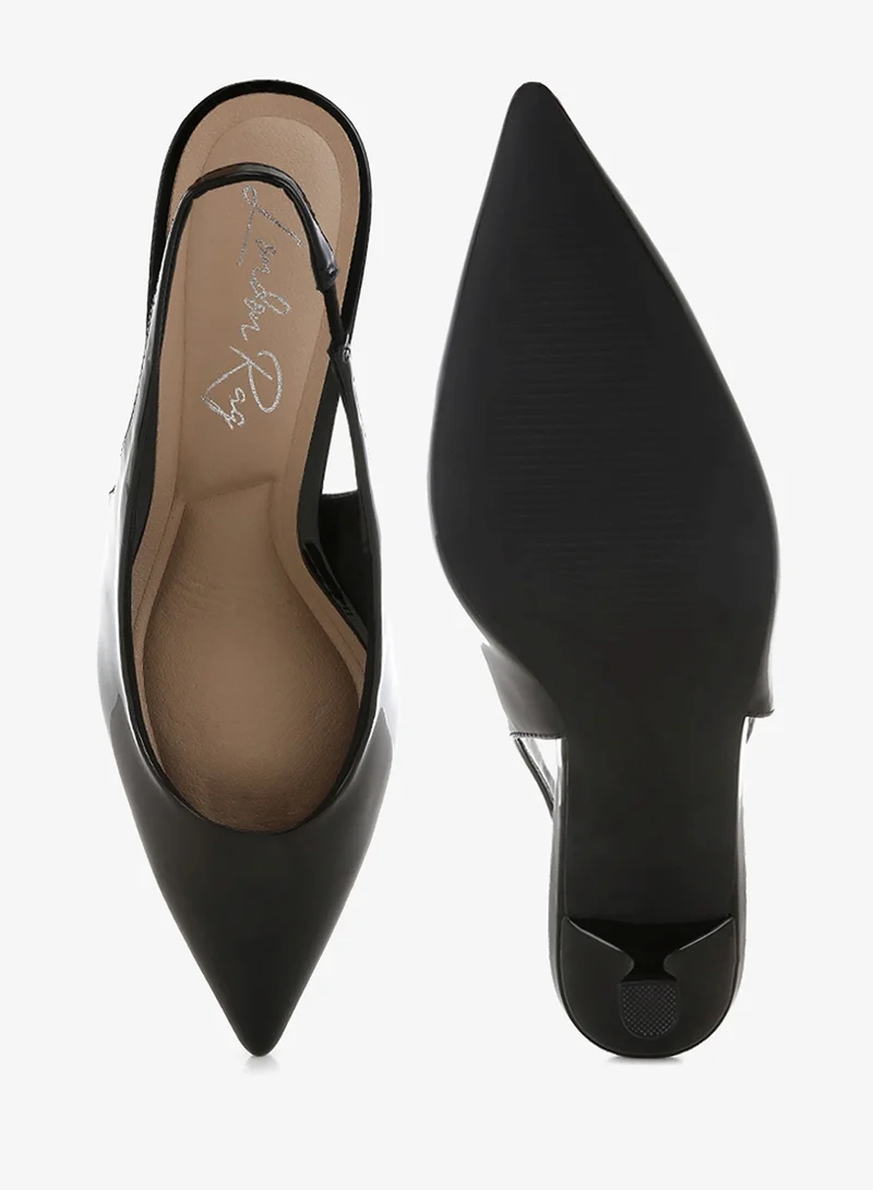 London Rag Kitten Heel Slingback Sandals in Black