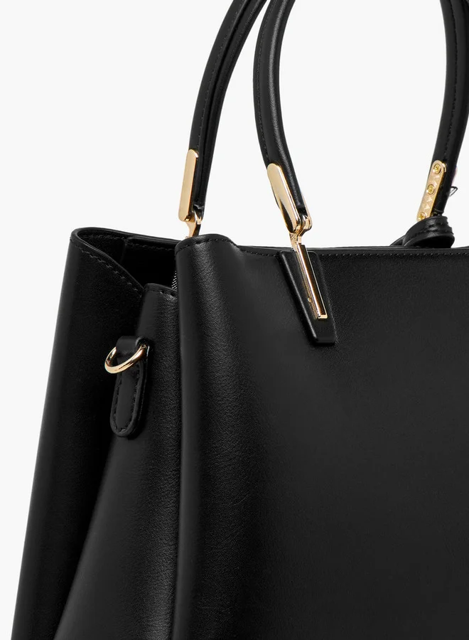 Flora Bella By Shoexpress Solid Tote Bag with Detachable Strap and Zip Closure