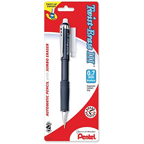 Pentel قلم رصاص أوتوماتيكي بنتل توست-إيريز III مع 1 إعادة تعبئة ممحاة، 0.7 مم، أسطوانات متنوعة، 1 عبوة (QE517BP-K6) - Image 4