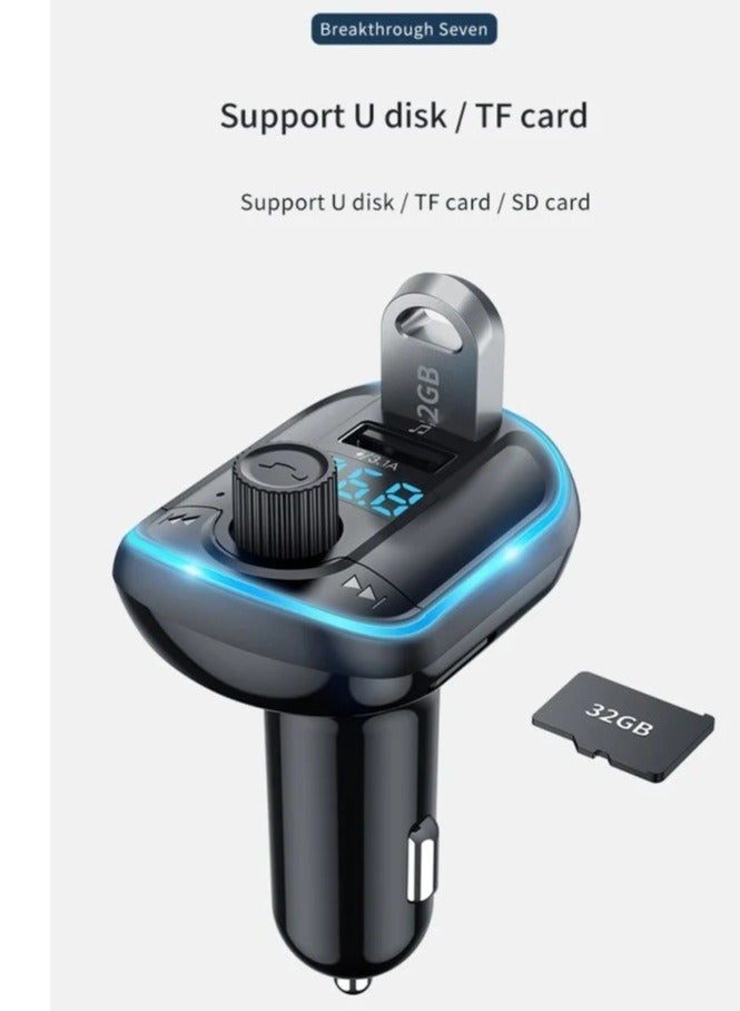 Yesido "Yesido Y44 Bluetooth V5.0 FM Transmitter Car Kit – 3.1A Dual USB Charger, RGB Backlit, LED Display, HiFi Music, and Hands-Free Mic" - Image 3
