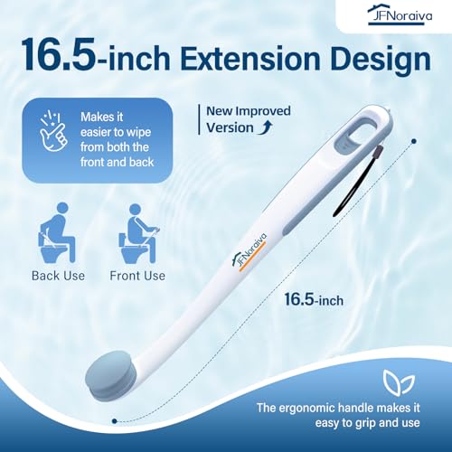 JFNoraiva Toilet Aids for Wiping Bottom – Ideal for People Overweight,Elderly, Disabled and Post Surgery,Innovative Replaceable Clamp Head and 16.5" Handle - Image 3