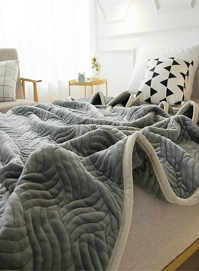 نيبمينينت Soft Double Layer Air Conditioner Bed Blanket Cotton Grey 150x200centimeter - Image 2