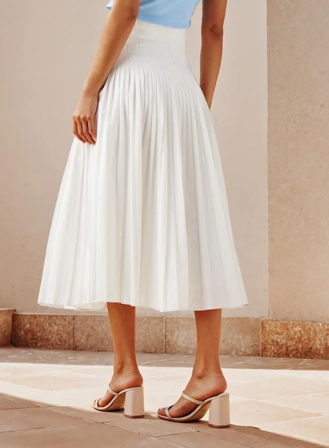 Iconic Iconic Pleated Poplin Midi Skirt
