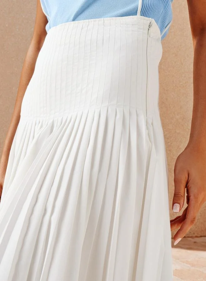 Iconic Iconic Pleated Poplin Midi Skirt