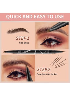 W3W 2-in-1 Dual-Ended Microblading Eyebrow Pencils,Waterproof Eyebrow Pen with 4-Fork Micro-Fork Applicator and Precise Brush-Tip,Brow Pen for Natural Waterproof and Long-Lasting Women(Dark Brown)  - Image 3