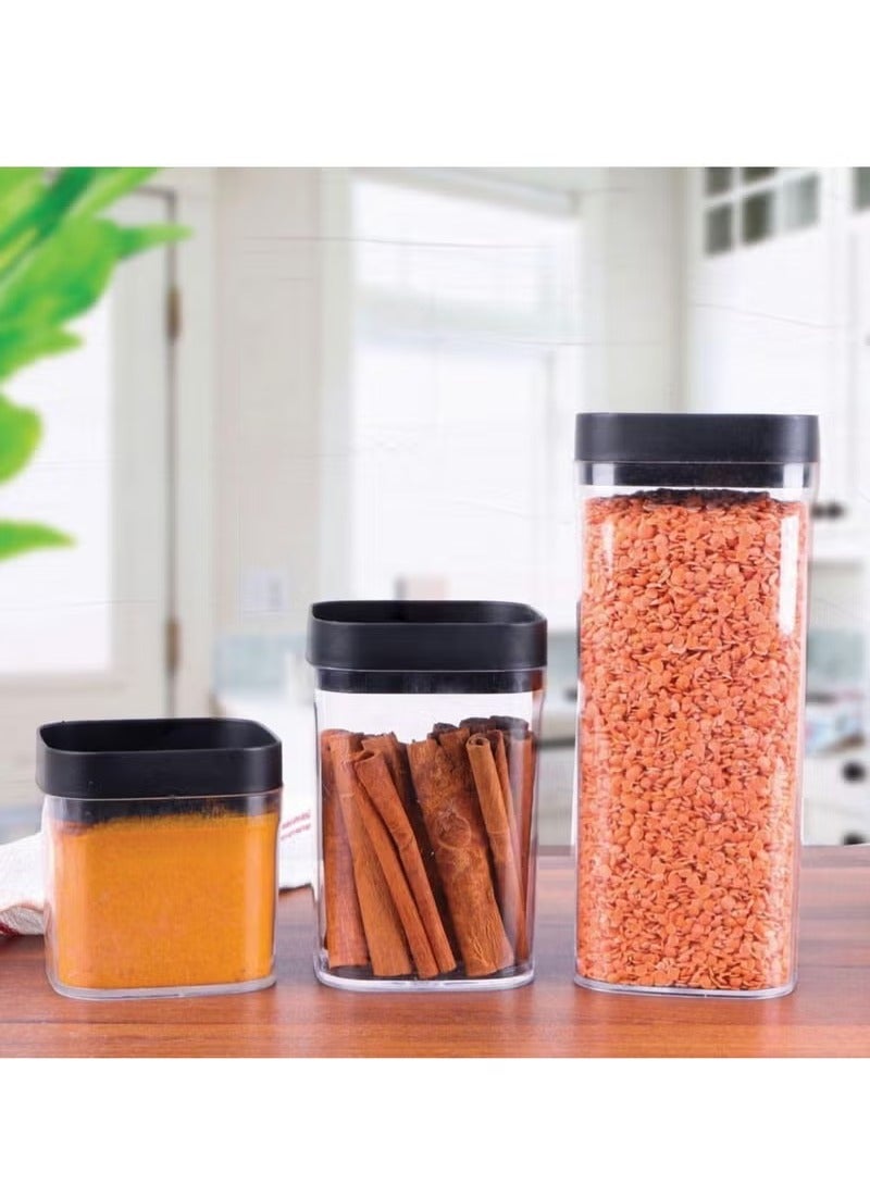 3 in 1 Acrylic Spice Jar Set for Pulses, Sugar, Coffee, Tea Multipurpose Design, Different Sizes - Image 1