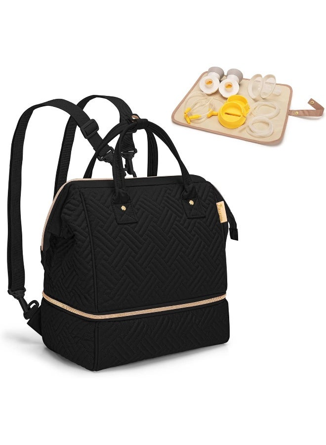 Fasrom Small Breast Pump Bag Backpack with Cooler Compatible with Momcozy and Medela Pumps, Pumping Tote with Waterproof Mat - Image 1