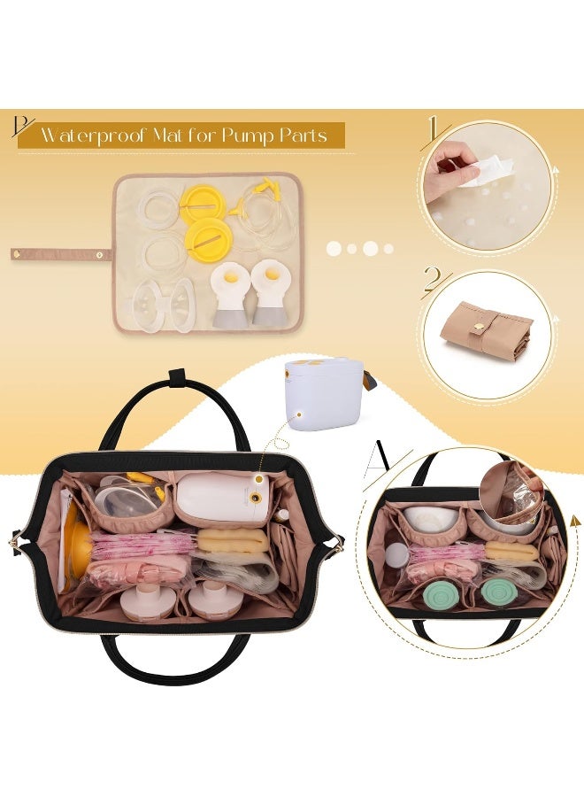 Fasrom Small Breast Pump Bag Backpack with Cooler Compatible with Momcozy and Medela Pumps, Pumping Tote with Waterproof Mat - Image 3