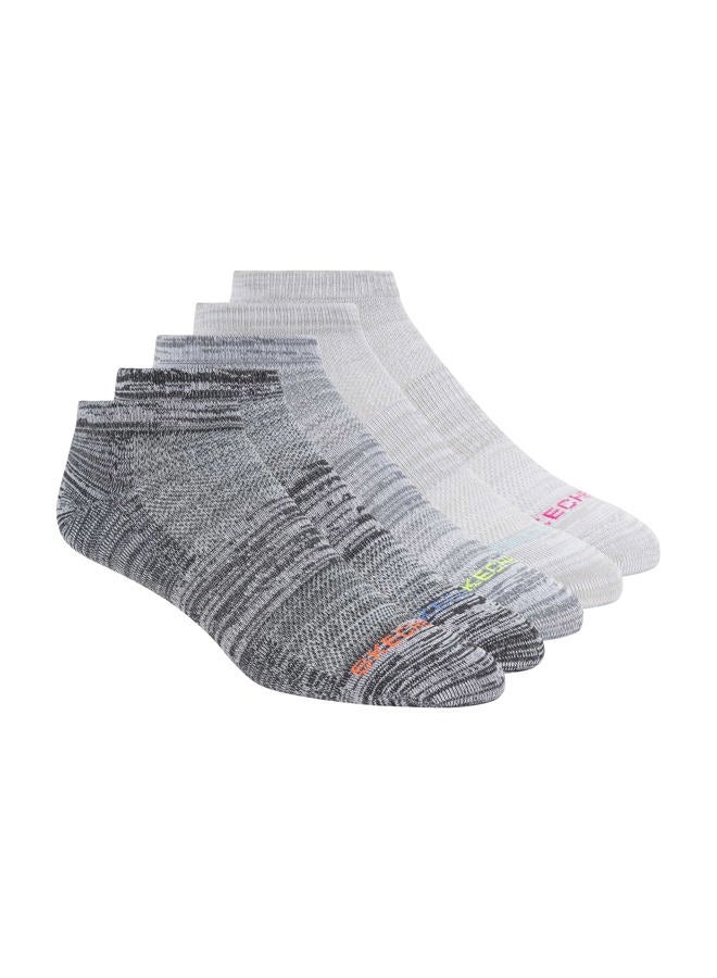 Women's 5 Pack Low Cut Socks, Black Grey, 9-11, One Size