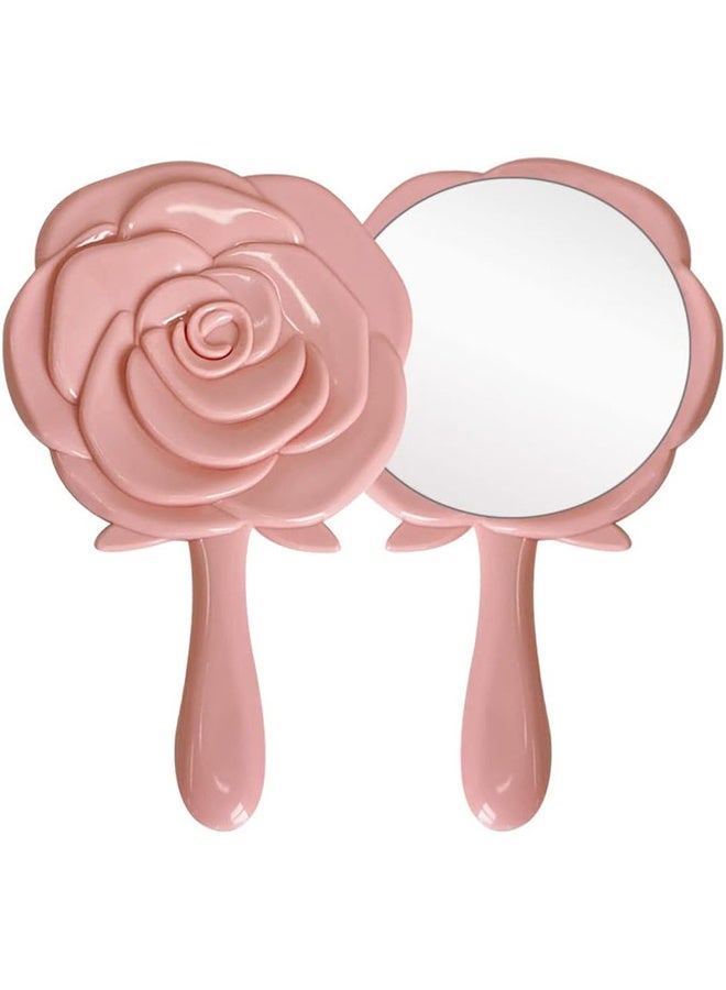 Handheld Mirror, Hand Held Make Up Mirror, Compact Travel Mirrors, Vintage 3D Rose Shape Personal Makeup Beauty Mirror - Image 1