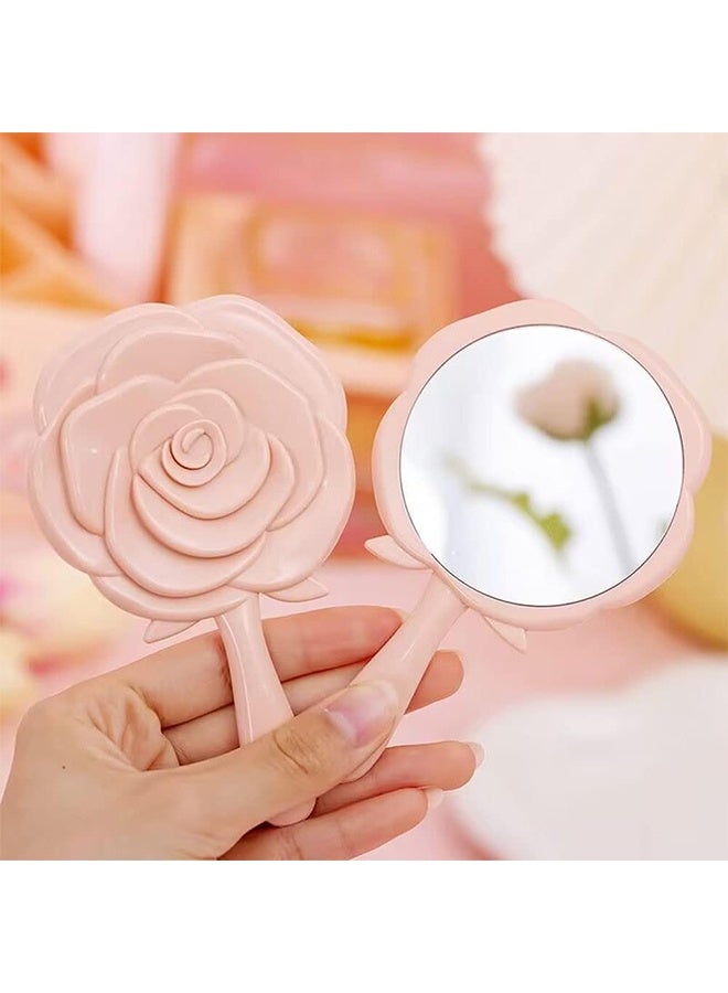Handheld Mirror, Hand Held Make Up Mirror, Compact Travel Mirrors, Vintage 3D Rose Shape Personal Makeup Beauty Mirror - Image 4
