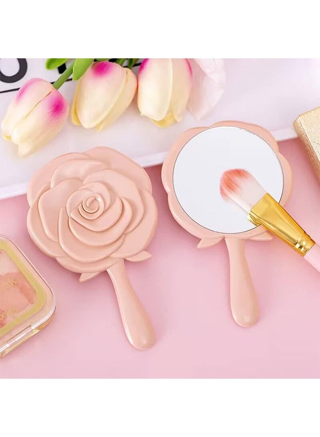 Handheld Mirror, Hand Held Make Up Mirror, Compact Travel Mirrors, Vintage 3D Rose Shape Personal Makeup Beauty Mirror - Image 3