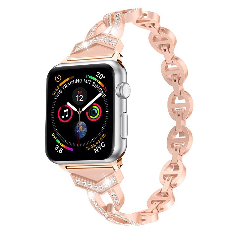 erorex For Apple Watch 38 / 40 / 41 / S10 42Mm Diamond Stainless Steel Watch Band(Rose Gold) - Image 1