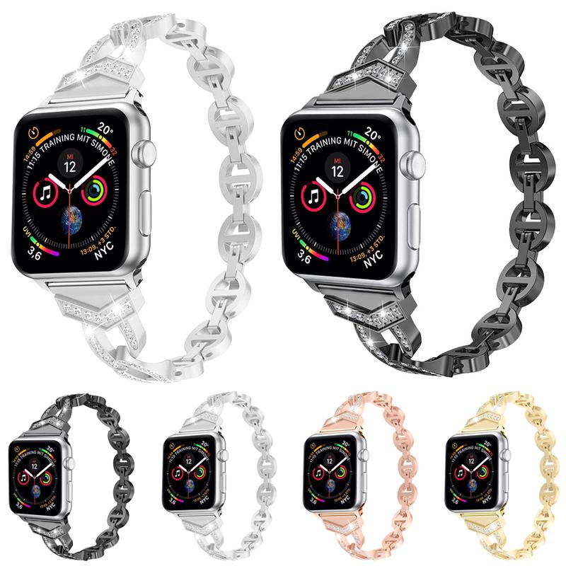 erorex For Apple Watch 38 / 40 / 41 / S10 42Mm Diamond Stainless Steel Watch Band(Rose Gold) - Image 3