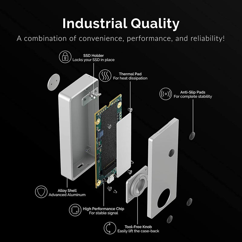 SABRENT Thunderbolt 3 Certified M.2 NVMe SSD Tool Free Solid Aluminum Enclosure (EC-T3NS) - Image 5