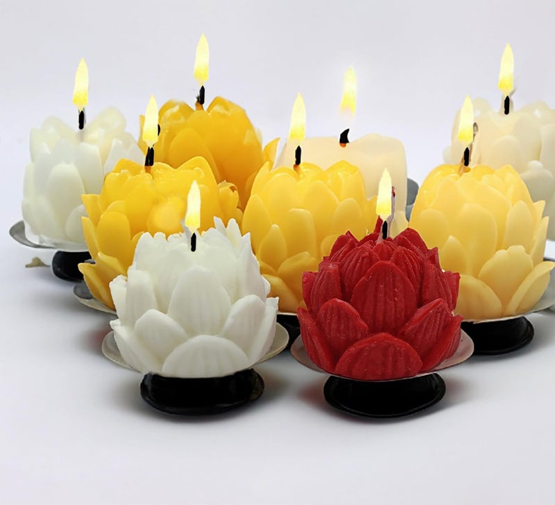 BITONA BITONA 2 Piece Pure Aroma Scented Lotus Shape Candle Set Handmade Figures for Christmas or Home Decorations 2 Piece Any Random Colors  - Image 3