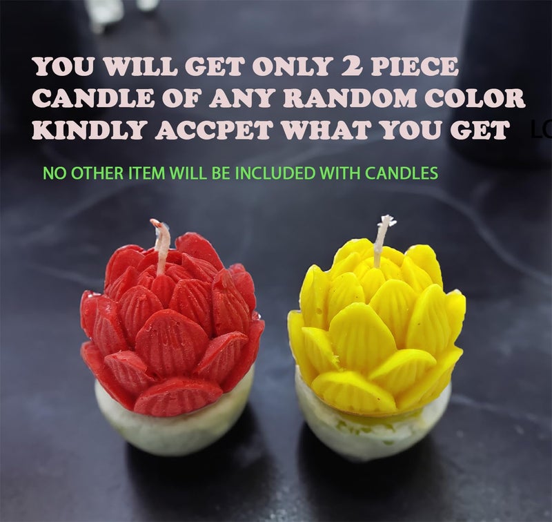 BITONA BITONA 2 Piece Pure Aroma Scented Lotus Shape Candle Set Handmade Figures for Christmas or Home Decorations 2 Piece Any Random Colors  - Image 5