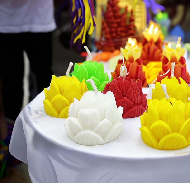BITONA BITONA 2 Piece Pure Aroma Scented Lotus Shape Candle Set Handmade Figures for Christmas or Home Decorations 2 Piece Any Random Colors  - Image 1