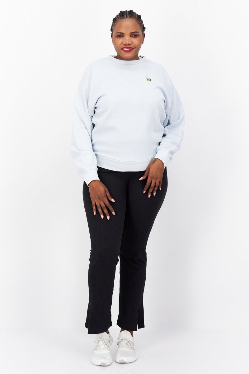 Lyle & Scott Women Crew Neck Embroidered Logo Sweatshirt, Light Blue - Image 3