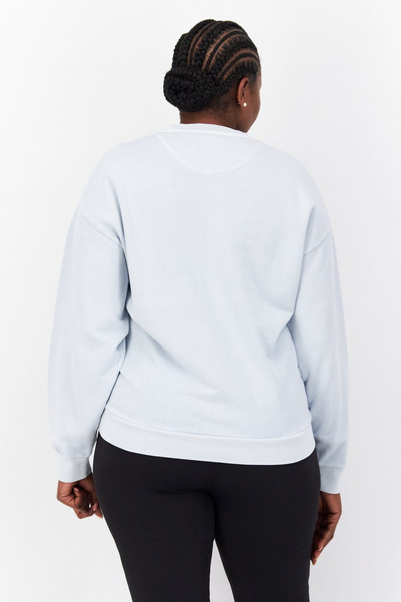 Lyle & Scott Women Crew Neck Embroidered Logo Sweatshirt, Light Blue - Image 4