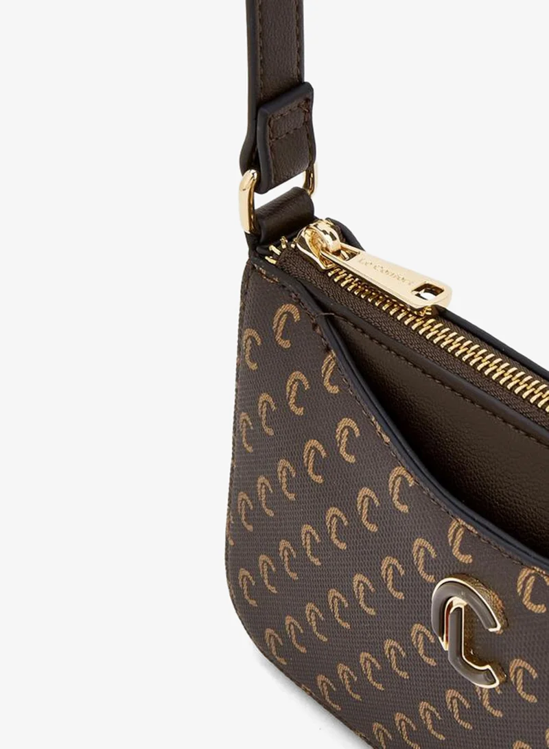 Le Confort BROWN Monogram Print Crossbody Bag With Zip Closure for Women | Best Price UAE