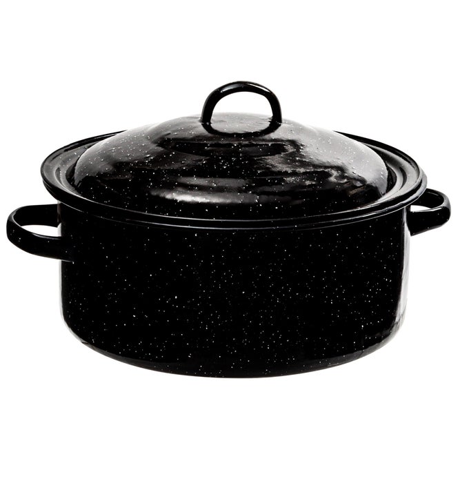GRANITE 5 QT STOCKPOT NONSTICK SOUP POT WITH LID SPECKLED ENAMEL WARE COOKWARE LARGE STOCK POT FOR BOILING AND COOKING BIG GRANITE COOKING POT FOR STOVETOP CAMPFIRE OUTDOOR STOVE