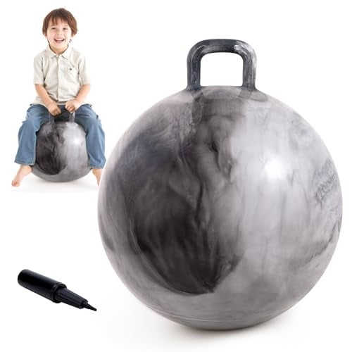 EVERICH TOY Hopper Ball for Kids 20In Ride On Bouncy Balls with Handle Grey Clouds Girls Boys Toys for Indoor Outdoor Active Play Beat Inflatable Christmas Boys Girls Gifts for 7 8 9 10 11 12 Yr - Image 1