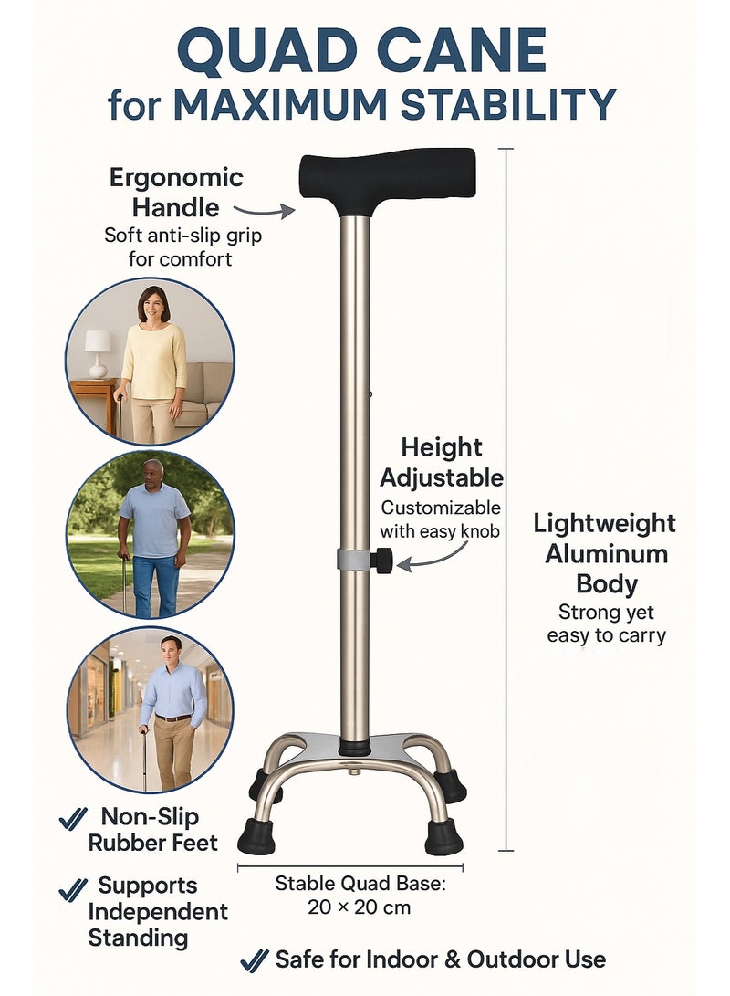 Earss Walking Stick with Anti-Slip Rubber Base – Height Adjustable – Lightweight Aluminum Cane for Seniors, Elderly & Mobility Support - Image 4