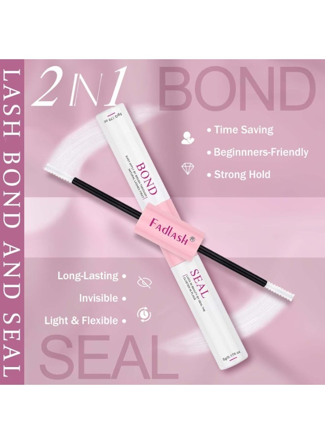 FADLASH DIY Eyelash Extension Kit, 240Pcs Lash Clusters with Bond and Seal, Applicator Tool, D Curl Thin Band Kit Easy to Apply (30D+40D Kit), Black, Pack Of 1, 10 g - Image 2