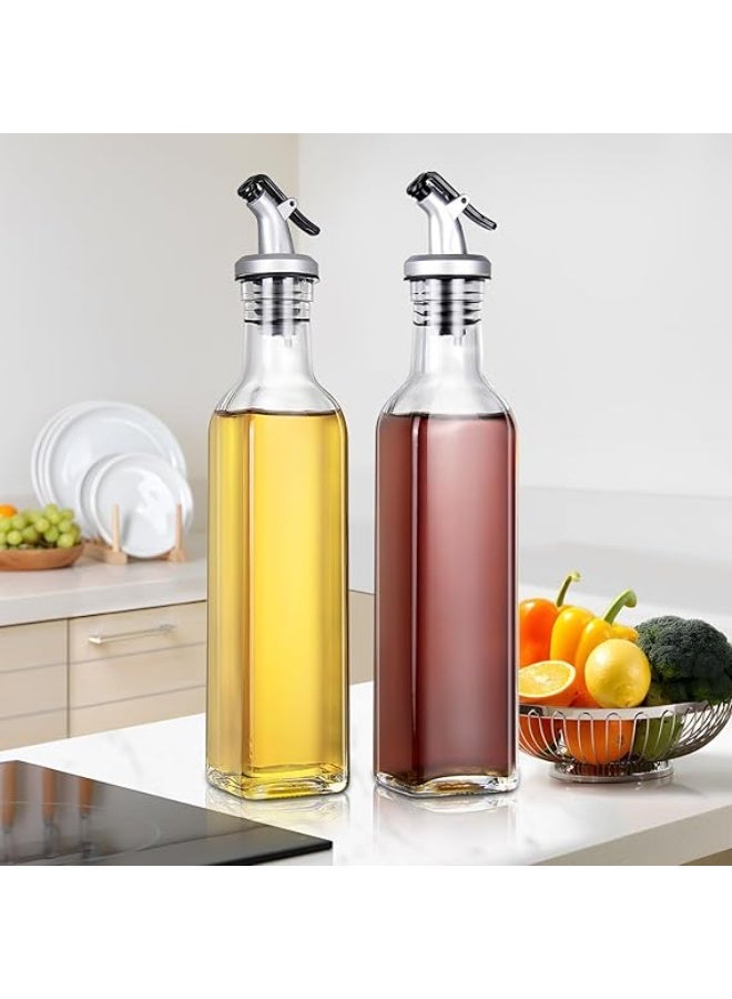 Oil dispenser. A practical set of oil and vinegar bottles made of durable clear glass with a capacity of 236 ml per bottle, ideal for organizing and storing olive oil, vinegar or various sauces in the kitchen. - Image 2