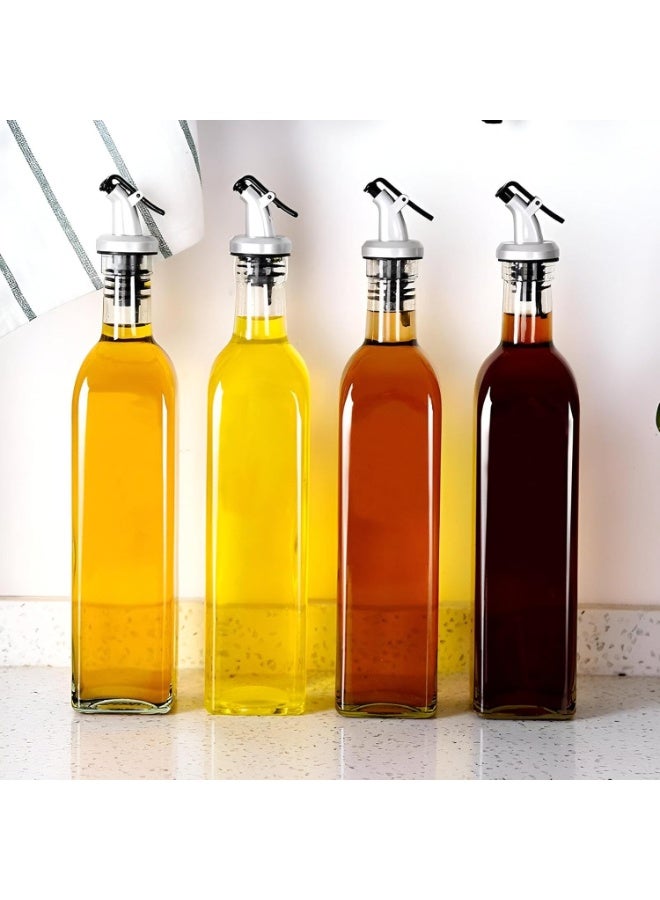 Oil dispenser. A practical set of oil and vinegar bottles made of durable clear glass with a capacity of 236 ml per bottle, ideal for organizing and storing olive oil, vinegar or various sauces in the kitchen. - Image 1