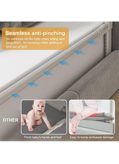 Beauenty Baby Guard Bed Rails for Toddlers-Multi Gear Adjustable Height Seamless Press Bed Guardrail for Kids Great Fit for Twin, Double, Full-Size Queen & King Mattress（1.8m））  - Image 3