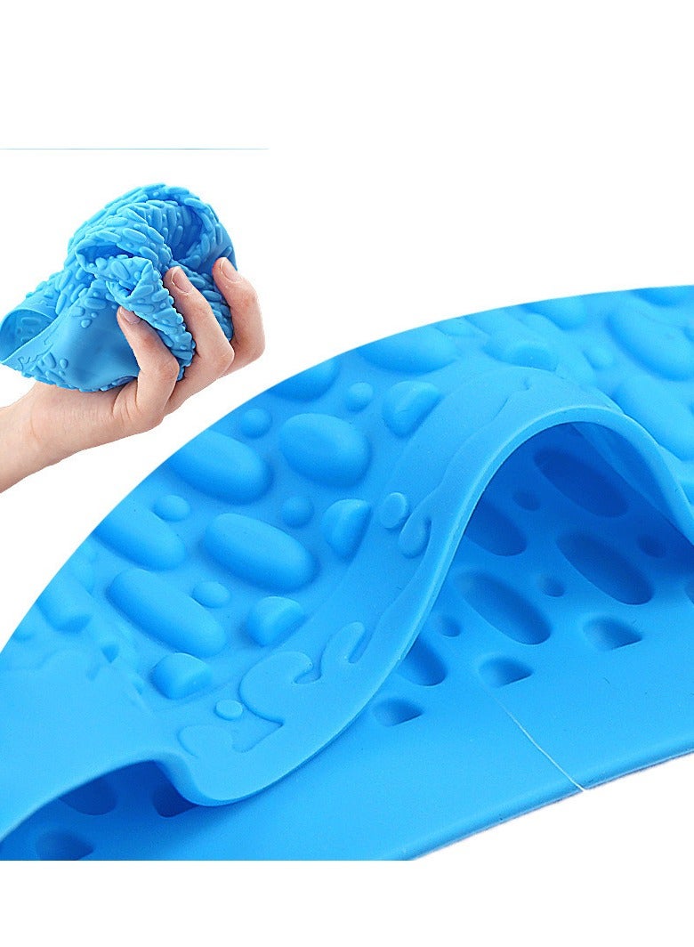 Silicone Swim Cap Non-Slip Large Swimming Caps for Long Hair Unisex Bathing Cap (Blue) - Image 2