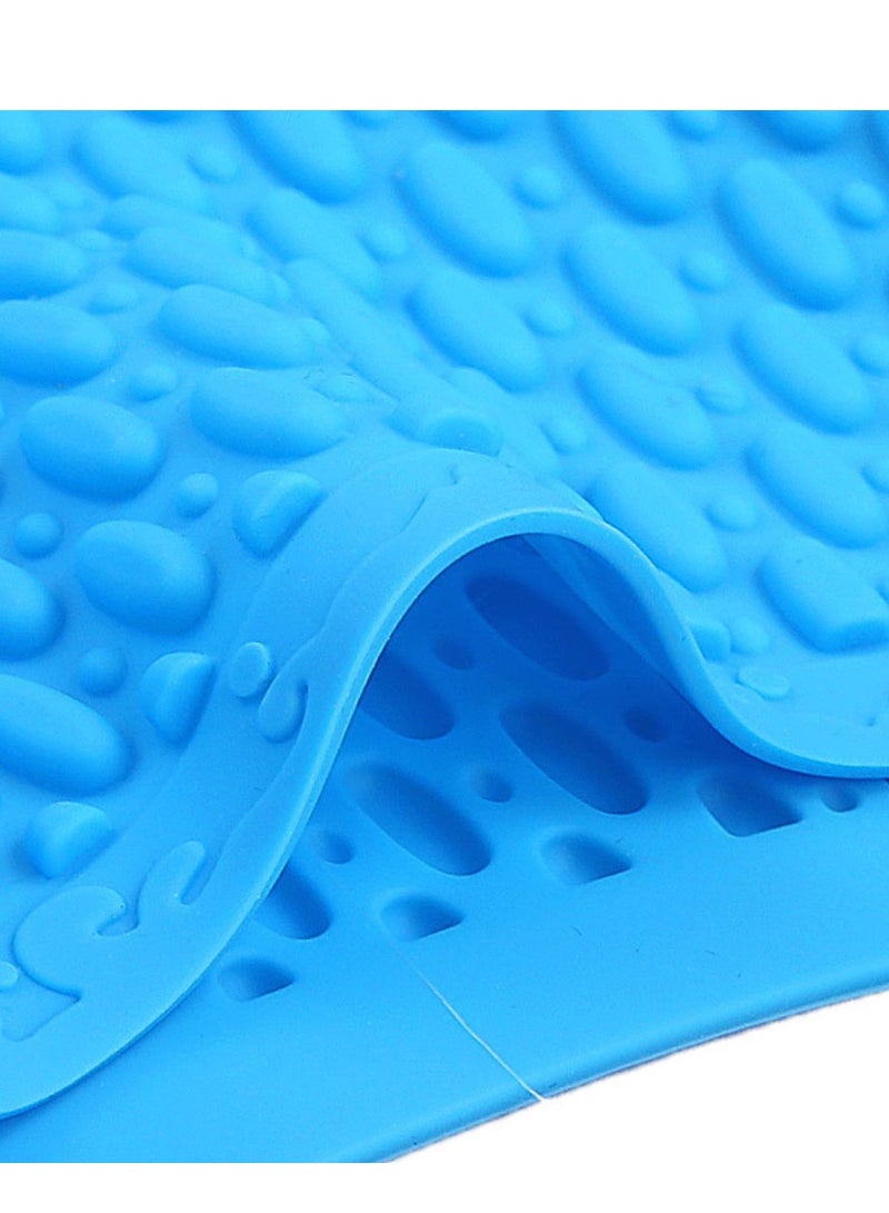 Silicone Swim Cap Non-Slip Large Swimming Caps for Long Hair Unisex Bathing Cap (Blue) - Image 4