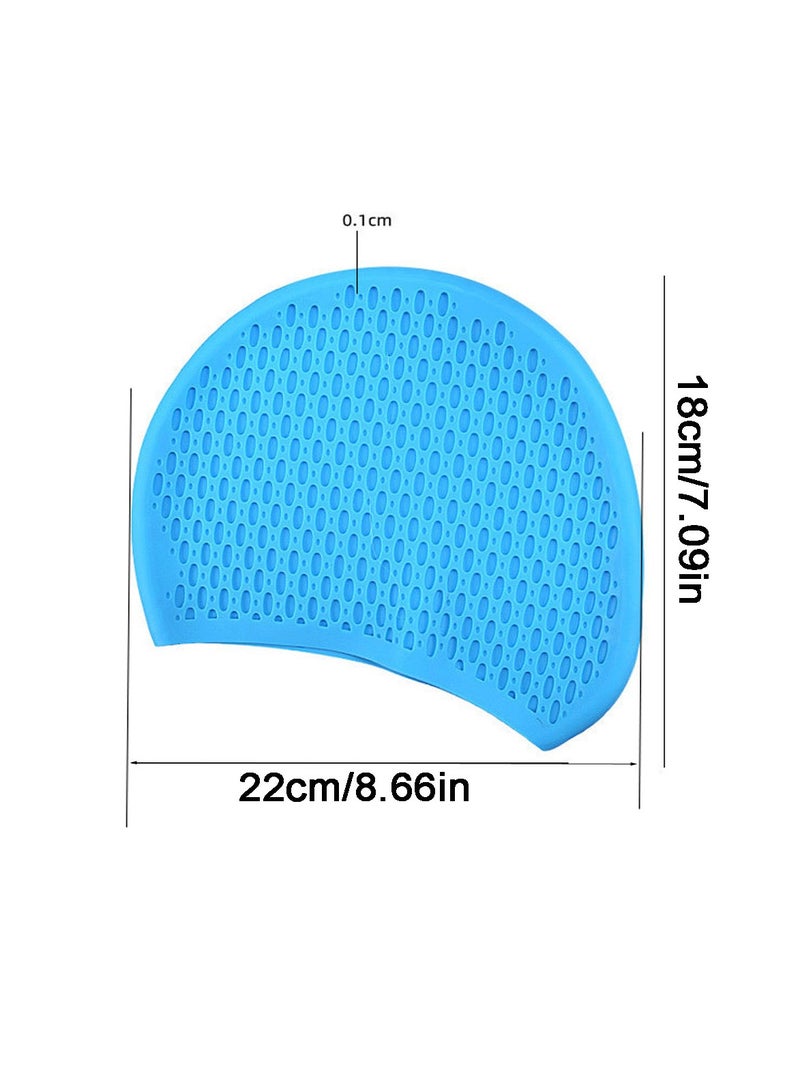 Silicone Swim Cap Non-Slip Large Swimming Caps for Long Hair Unisex Bathing Cap (Blue) - Image 5