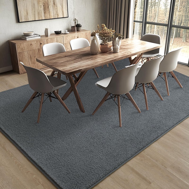 Foxmas 4x6 Area Rugs for Bedroom Living Room, Dark Grey Soft Thickened Memory Foam Carpet, Non-Slip Washable Indoor Modern Minimalist Shaggy Rug for Boys Girls Dorm Home Decor - Image 5