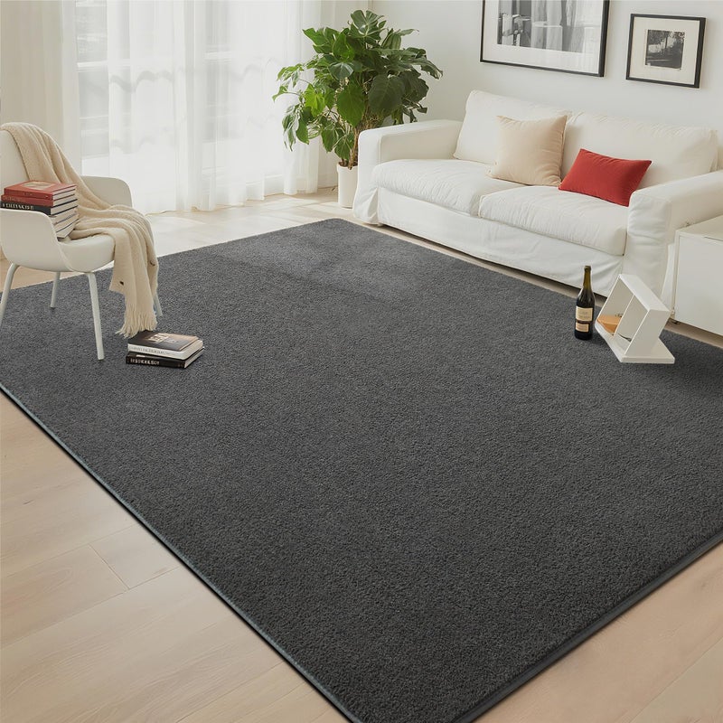 Foxmas 4x6 Area Rugs for Bedroom Living Room, Dark Grey Soft Thickened Memory Foam Carpet, Non-Slip Washable Indoor Modern Minimalist Shaggy Rug for Boys Girls Dorm Home Decor - Image 4