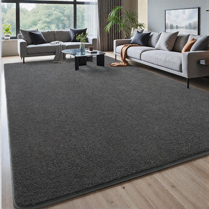 Foxmas 4x6 Area Rugs for Bedroom Living Room, Dark Grey Soft Thickened Memory Foam Carpet, Non-Slip Washable Indoor Modern Minimalist Shaggy Rug for Boys Girls Dorm Home Decor - Image 3